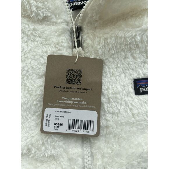 Patagonia Kids Los Gatos Hoody Jacket Birch White NWT Size Small 7-8 - Picture 8 of 10